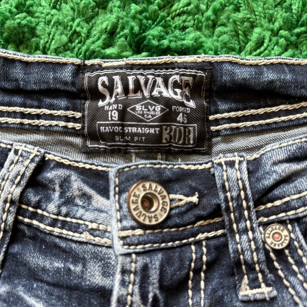 Salvage Havoc Straight Slim Fit Jeans BOH Wash Exclusive Buckle - Picture 6 of 11